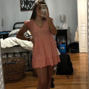 coral pink flowy dress